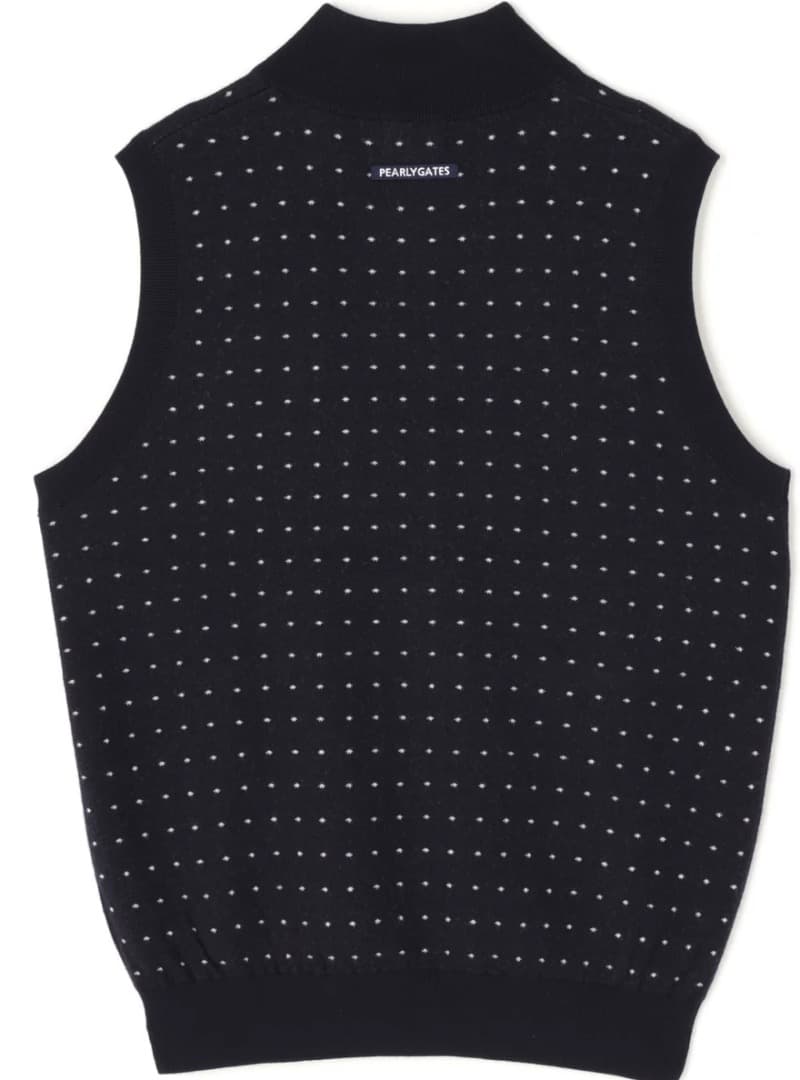 パーリーゲイツ 14Gダブルジャガードカシミヤ混フルジップニットベスト サイズ4